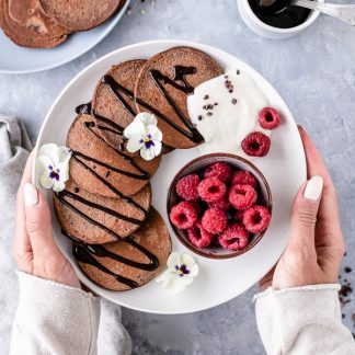 Panquecas de cacau e aveia